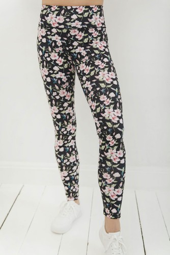 Long Leggings with High Waist - Hummingbirds & Flowers