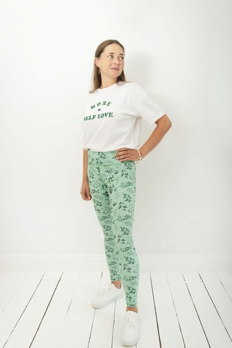 Long Leggings with High Waist - Mint Green