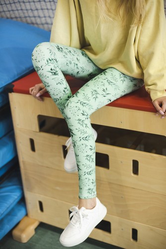 Long Leggings with High Waist - Mint Green