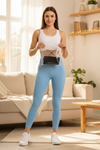 Legginsy 3/4 z Wysokim Stanem - Sky Blue