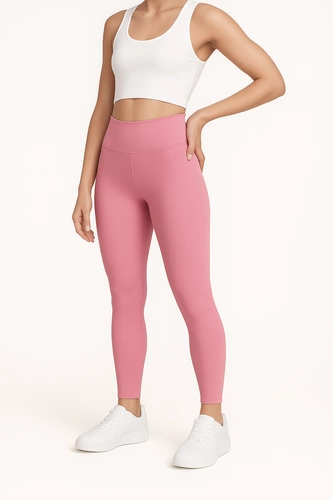 Długie Legginsy z Wysokim Stanem - Rose Bloom