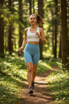 Krótkie Legginsy z Wysokim Stanem - Sky Blue