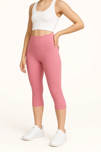 Legginsy 3/4 z Wysokim Stanem - Rose Bloom
