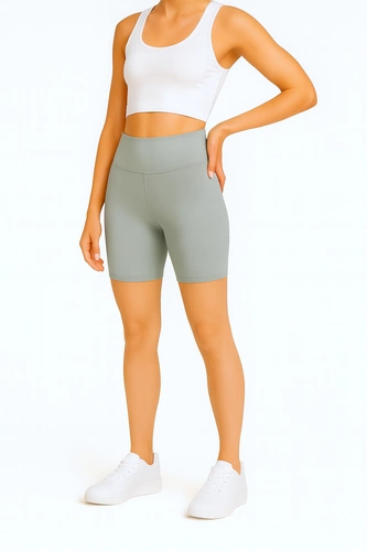Krótkie Legginsy z Wysokim Stanem - Sage Mint