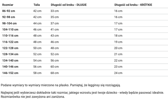 Długie Legginsy Dziecięce - Czarne