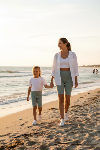 Krótkie Legginsy Dziecięce - Sage Mint