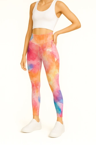 Długie Legginsy z Wysokim Stanem - Aquarelle