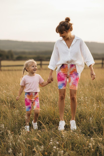 Krótkie Legginsy z Wysokim Stanem - Aquarelle
